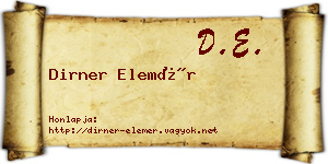 Dirner Elemér névjegykártya