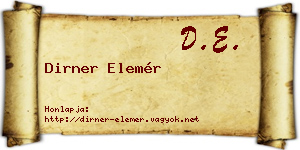 Dirner Elemér névjegykártya